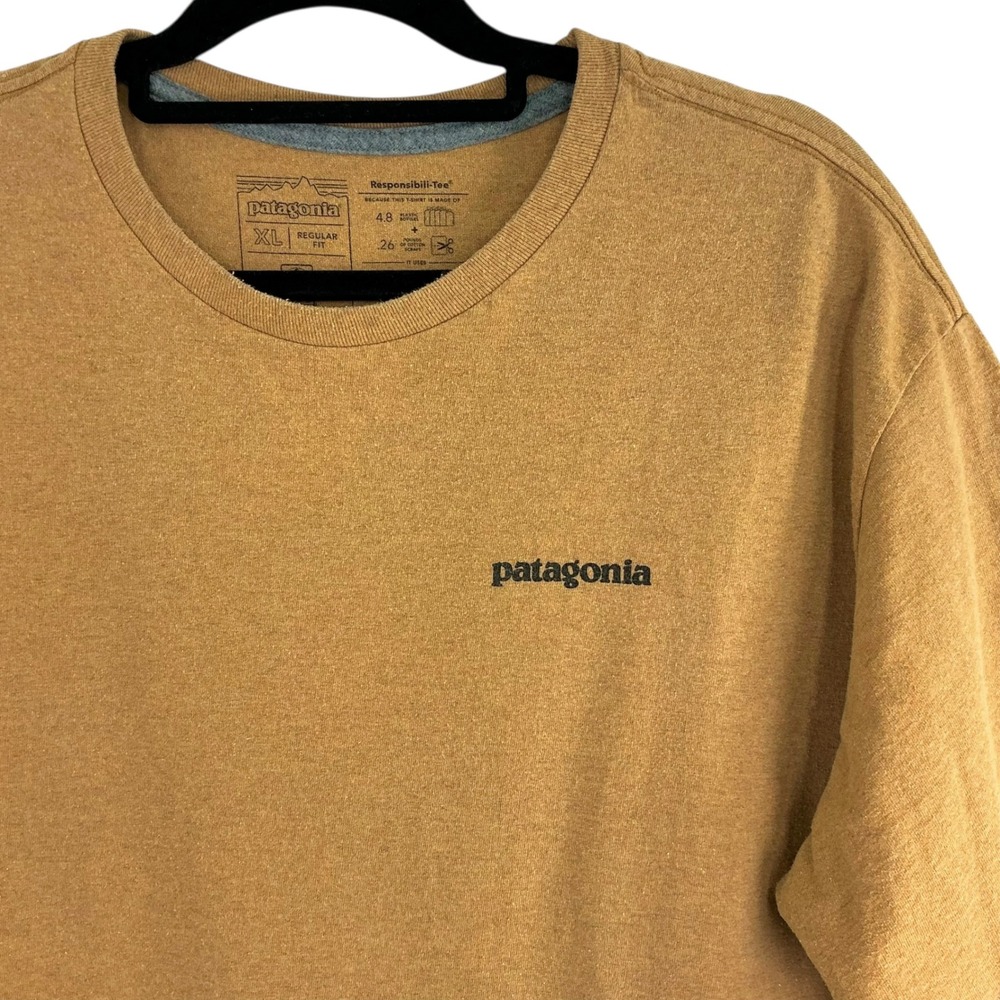 Patagonia Men's XL P6 Logo Responsibili-Tee Yellow Graphic T-Shirt Outdoor